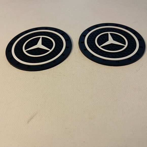 Mercedes Benz Logo Car Cup Holder Coasters set of 2 NWT - Picture 2 of 4